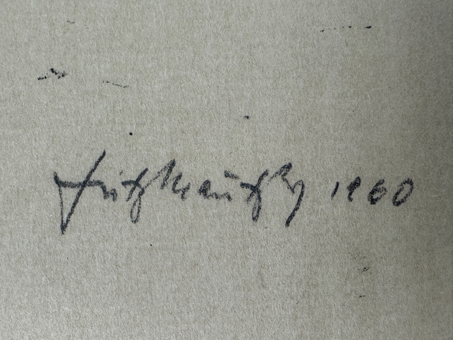 Vintage Mid-Century Hand Signed Woodcut Print Dated 1960 Framed 13 X 16 [Photo 4]