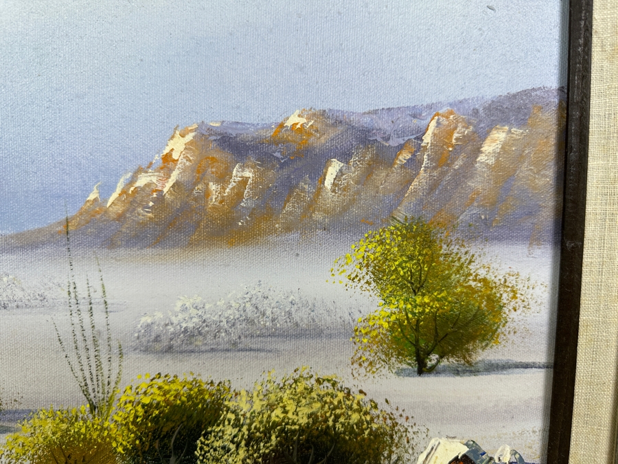 Original Desert Landscape Oil Painting On Canvas Signed W. Isaacs 20 X 16 Framed 27 X 23 [Photo 6]