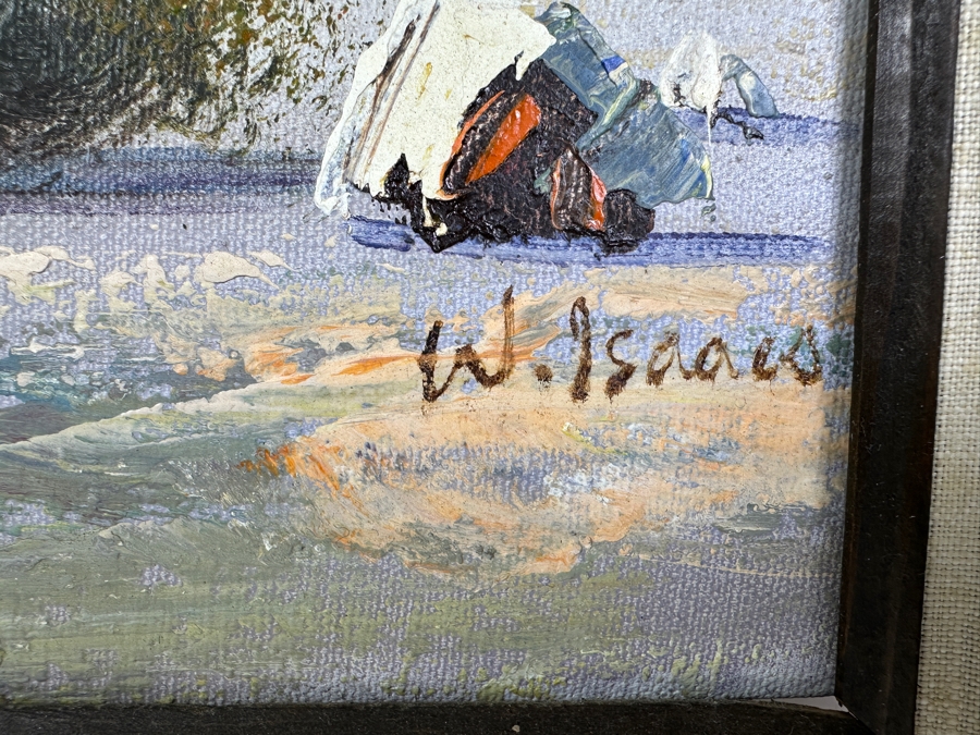 Original Desert Landscape Oil Painting On Canvas Signed W. Isaacs 20 X 16 Framed 27 X 23 [Photo 8]