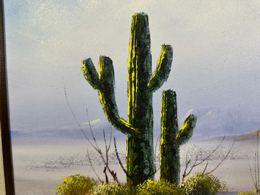 Original Desert Landscape Oil Painting On Canvas Signed W. Isaacs 20 X 16 Framed 27 X 23 [Photo 5]
