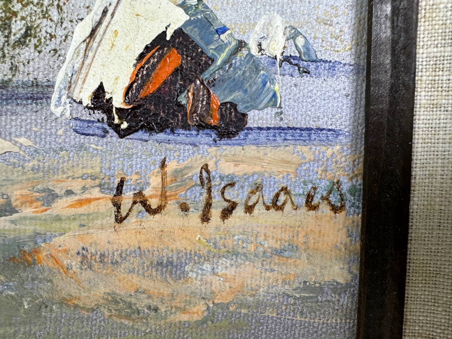 Original Desert Landscape Oil Painting On Canvas Signed W. Isaacs 20 X 16 Framed 27 X 23 [Photo 9]