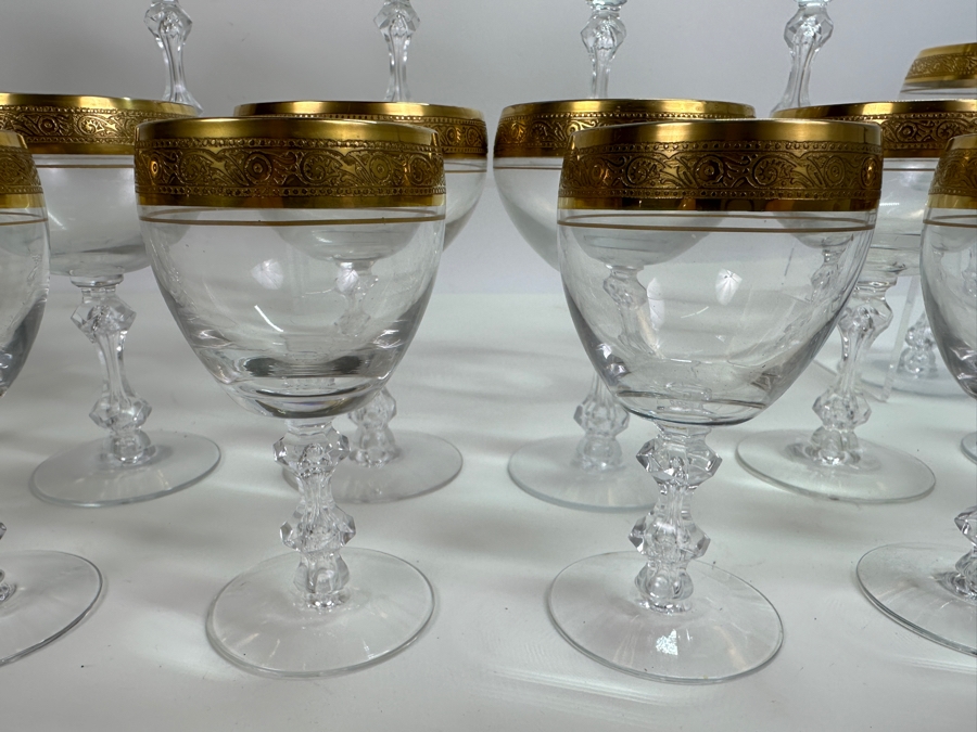 Tiffin-Franciscan Westchester Pattern Gold Encrusted Stemware Glasses - 24 Glasses [Photo 4]
