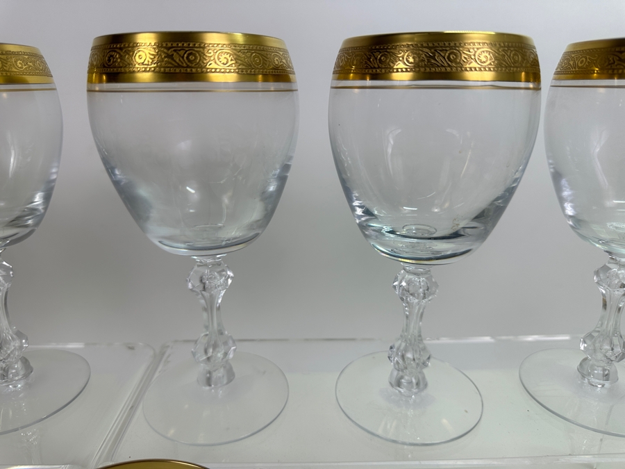 Tiffin-Franciscan Westchester Pattern Gold Encrusted Stemware Glasses - 24 Glasses [Photo 3]