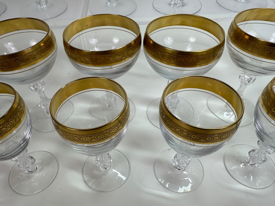 Tiffin-Franciscan Westchester Pattern Gold Encrusted Stemware Glasses - 24 Glasses [Photo 5]