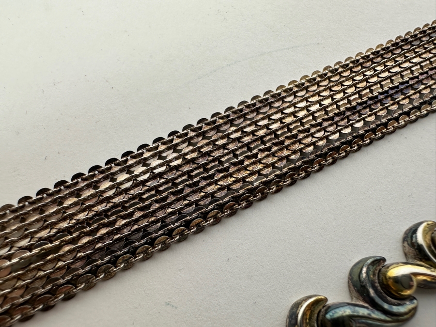 Pair Of Sterling Silver 8' Bracelets 32.6g [Photo 3]