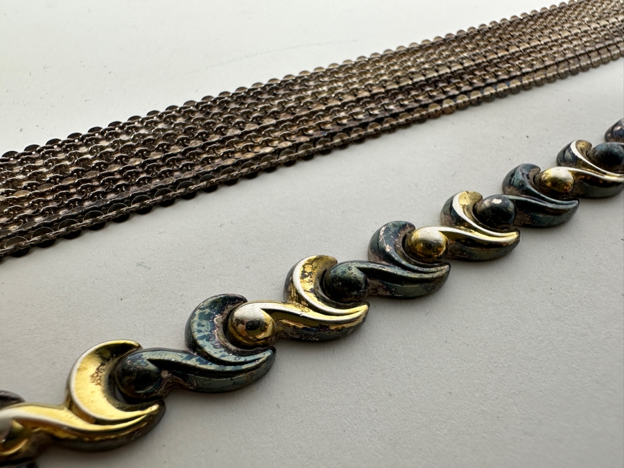 Pair Of Sterling Silver 8' Bracelets 32.6g [Photo 4]