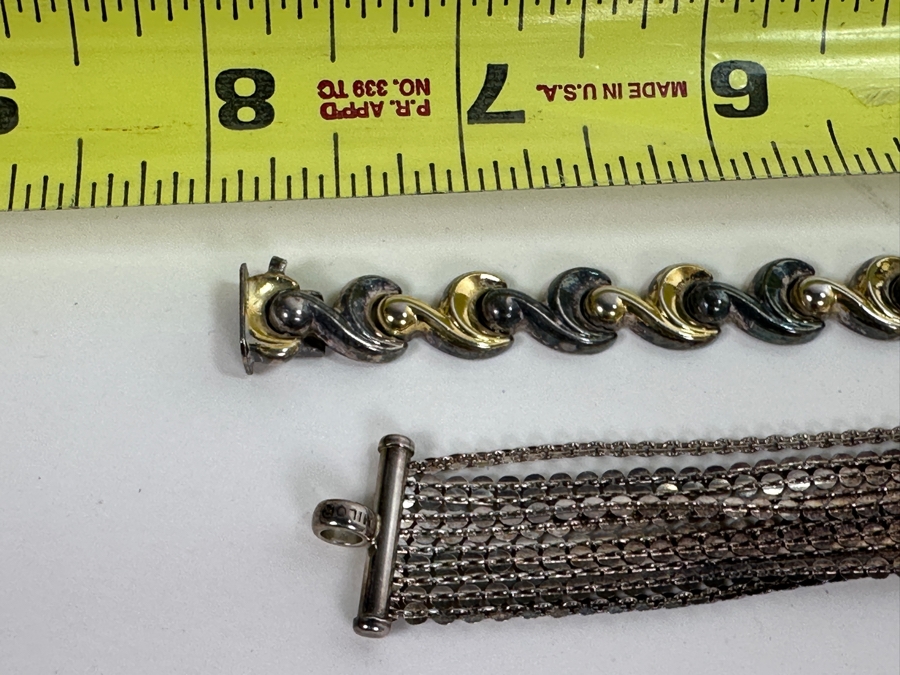 Pair Of Sterling Silver 8' Bracelets 32.6g [Photo 7]