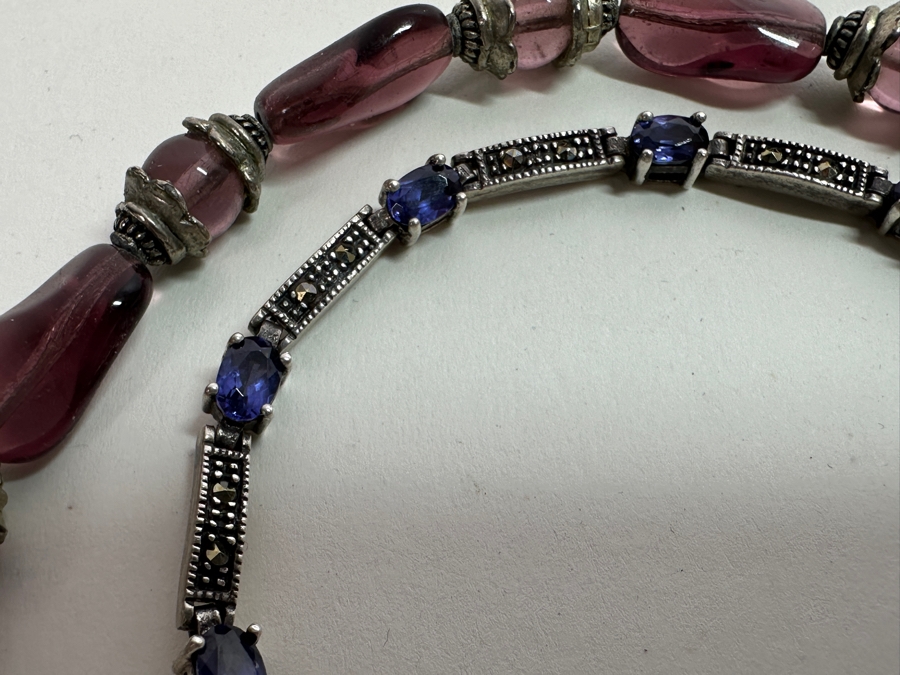 Pair Of Sterling Silver 8' Bracelets 34.6g [Photo 2]