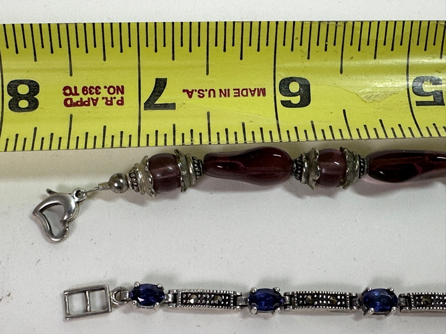 Pair Of Sterling Silver 8' Bracelets 34.6g [Photo 7]