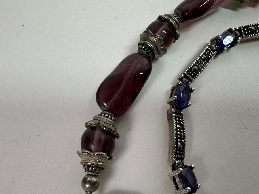 Pair Of Sterling Silver 8' Bracelets 34.6g [Photo 3]