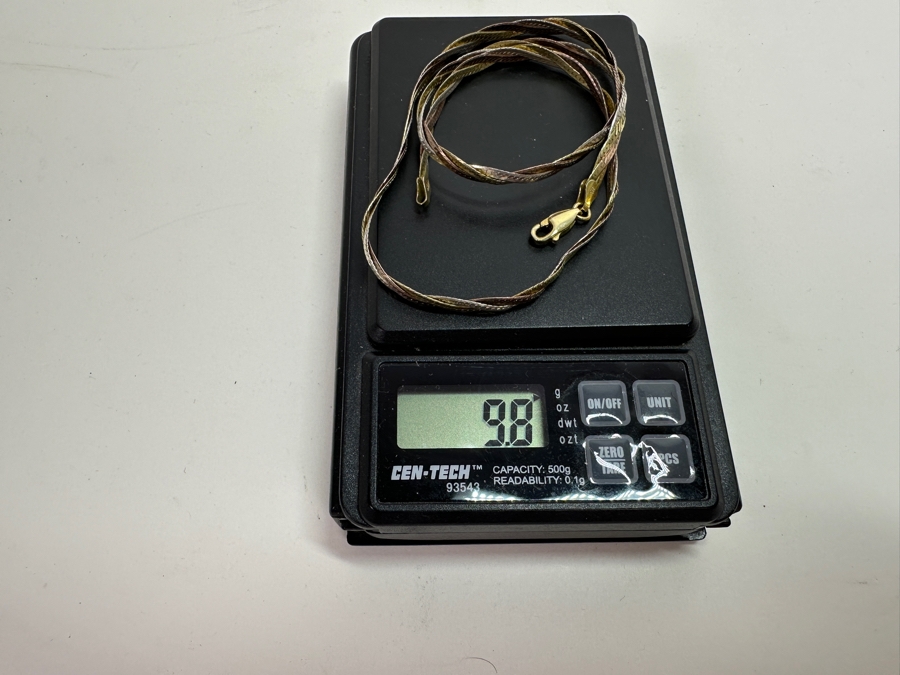 17' Sterling Silver Triple Strand Herringbone Chain Necklace 9.8g [Photo 5]