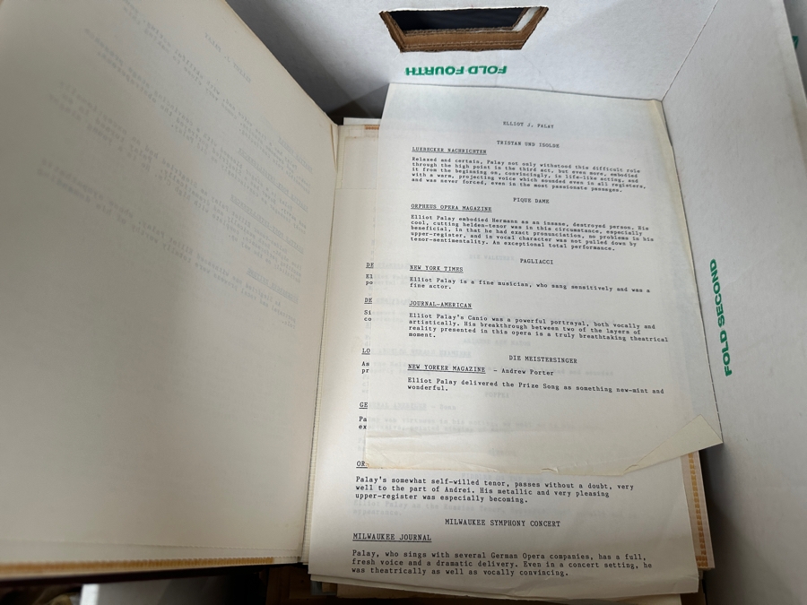 Huge Collection Of Opera Tenor Elliot Palay's Opera Memorabilia Including Opera Photographs, Opera Programs, Opera Ticket Stubs, Fan Letters And Much More - See Photos [Photo 28]