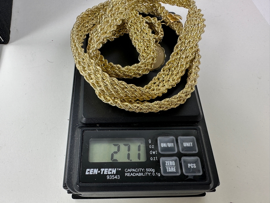 Stunning 14K Yellow Gold 18' Woven Chain Necklace With Matching 14K Gold 7.5' Bracelet 27.1g Gold Melt Value $1,364 [Photo 17]