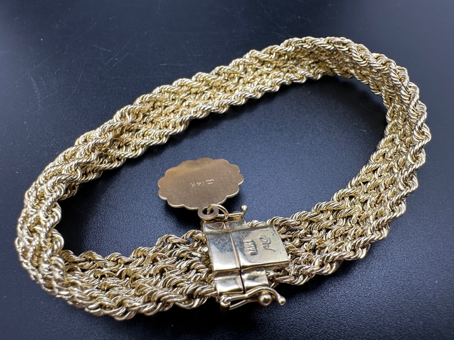 Stunning 14K Yellow Gold 18' Woven Chain Necklace With Matching 14K Gold 7.5' Bracelet 27.1g Gold Melt Value $1,364 [Photo 15]