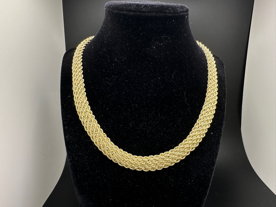 Stunning 14K Yellow Gold 18' Woven Chain Necklace With Matching 14K Gold 7.5' Bracelet 27.1g Gold Melt Value $1,364 [Photo 4]