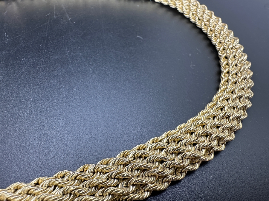 Stunning 14K Yellow Gold 18' Woven Chain Necklace With Matching 14K Gold 7.5' Bracelet 27.1g Gold Melt Value $1,364 [Photo 7]
