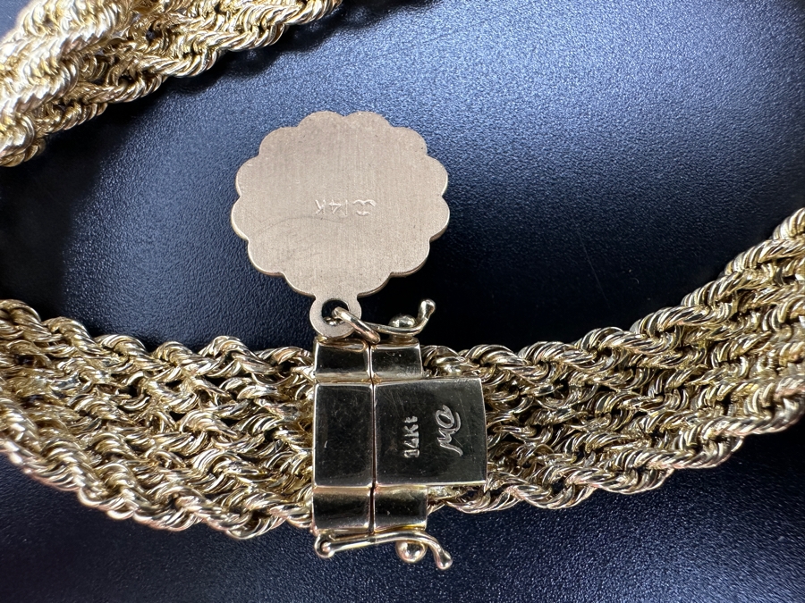 Stunning 14K Yellow Gold 18' Woven Chain Necklace With Matching 14K Gold 7.5' Bracelet 27.1g Gold Melt Value $1,364 [Photo 14]