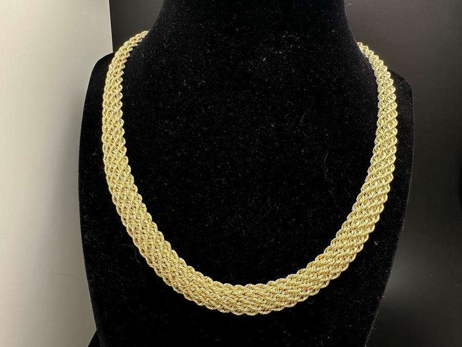 Stunning 14K Yellow Gold 18' Woven Chain Necklace With Matching 14K Gold 7.5' Bracelet 27.1g Gold Melt Value $1,364 [Photo 5]