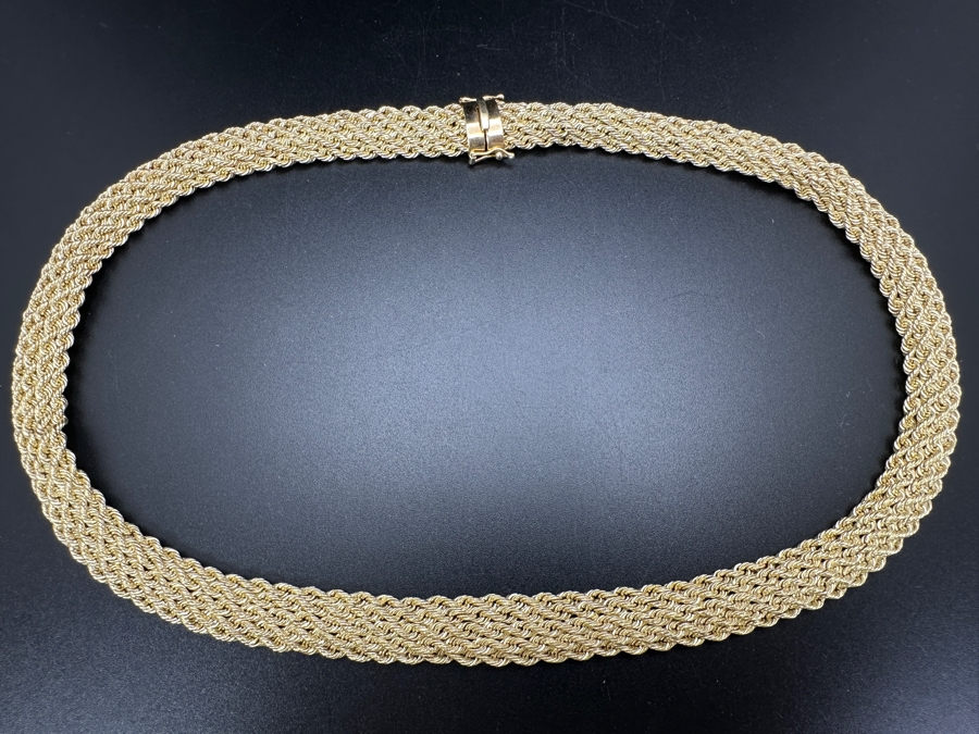 Stunning 14K Yellow Gold 18' Woven Chain Necklace With Matching 14K Gold 7.5' Bracelet 27.1g Gold Melt Value $1,364 [Photo 6]
