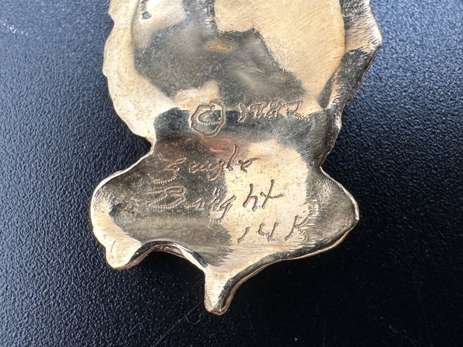 14K Gold Gayle Bright Signed Designer Male & Female Lion Pendant 1982 5.6g Gold Melt Value $282 [Photo 9]