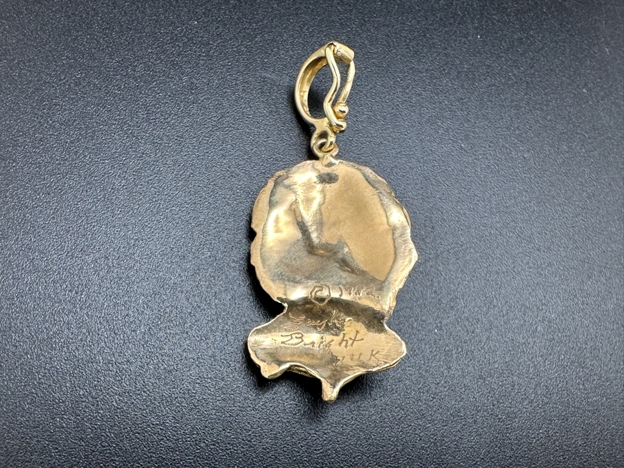 14K Gold Gayle Bright Signed Designer Male & Female Lion Pendant 1982 5.6g Gold Melt Value $282 [Photo 12]