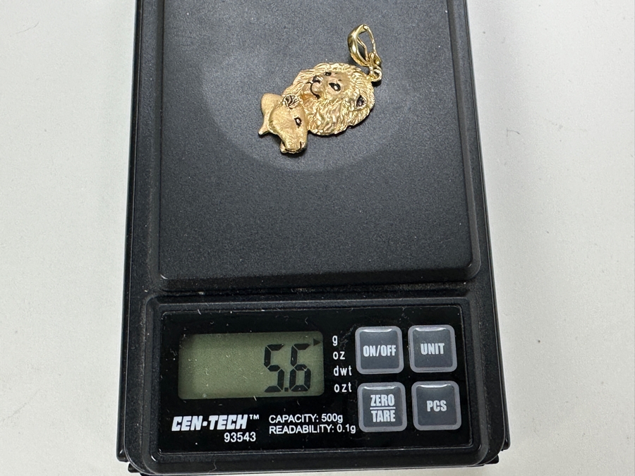 14K Gold Gayle Bright Signed Designer Male & Female Lion Pendant 1982 5.6g Gold Melt Value $282 [Photo 11]