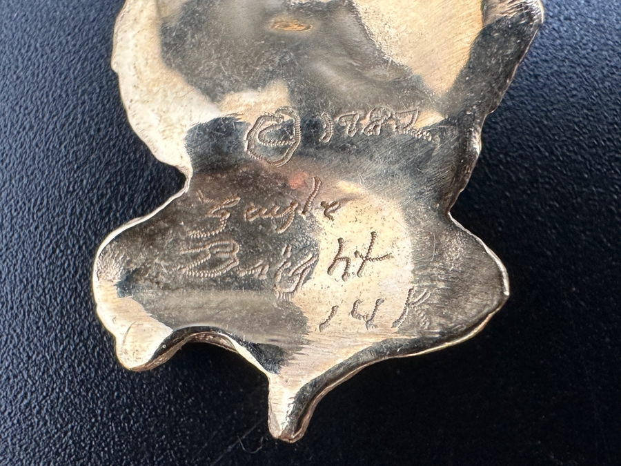 14K Gold Gayle Bright Signed Designer Male & Female Lion Pendant 1982 5.6g Gold Melt Value $282 [Photo 10]