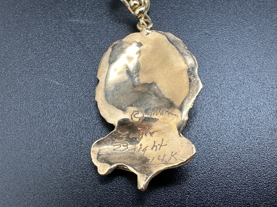 14K Gold Gayle Bright Signed Designer Male & Female Lion Pendant 1982 5.6g Gold Melt Value $282 [Photo 8]