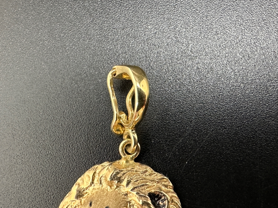 14K Gold Gayle Bright Signed Designer Male & Female Lion Pendant 1982 5.6g Gold Melt Value $282 [Photo 6]