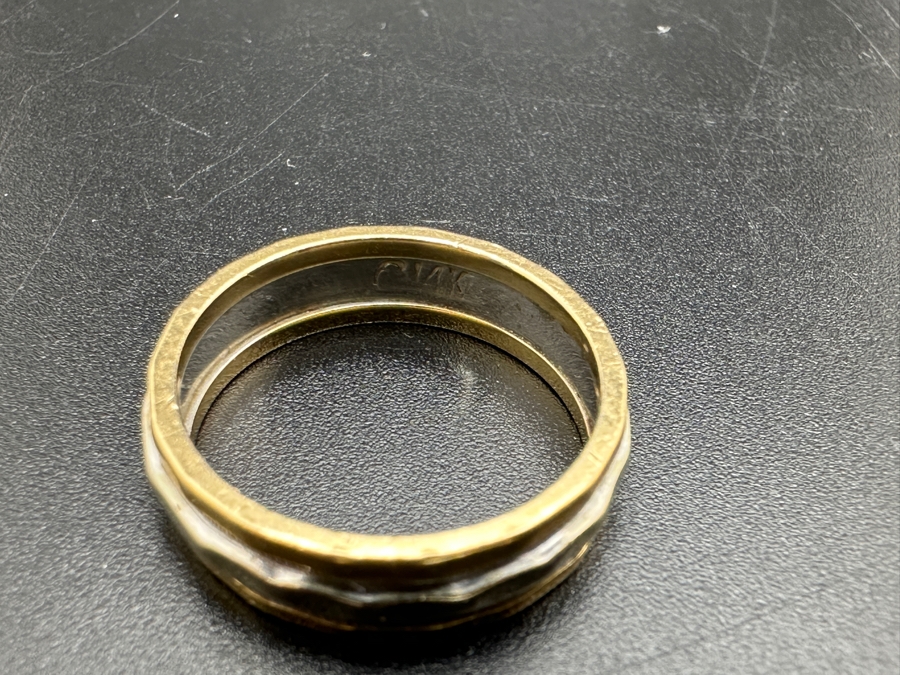14K Gold Two-Tone Ring Size 7 4g Gold Melt Value $201 [Photo 9]