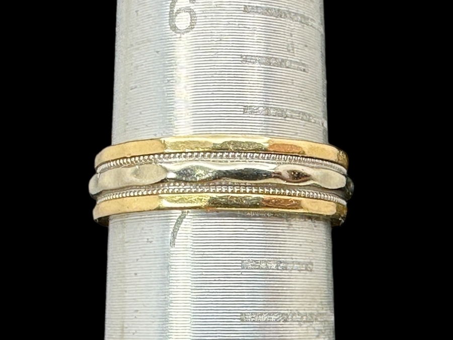 14K Gold Two-Tone Ring Size 7 4g Gold Melt Value $201 [Photo 3]