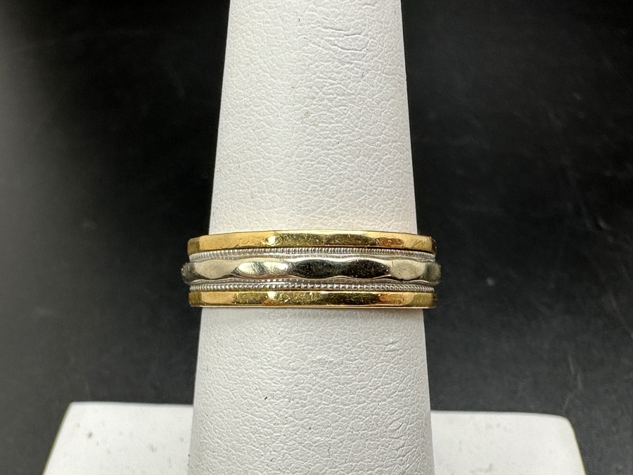 14K Gold Two-Tone Ring Size 7 4g Gold Melt Value $201 [Photo 4]