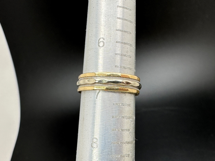 14K Gold Two-Tone Ring Size 7 4g Gold Melt Value $201 [Photo 6]