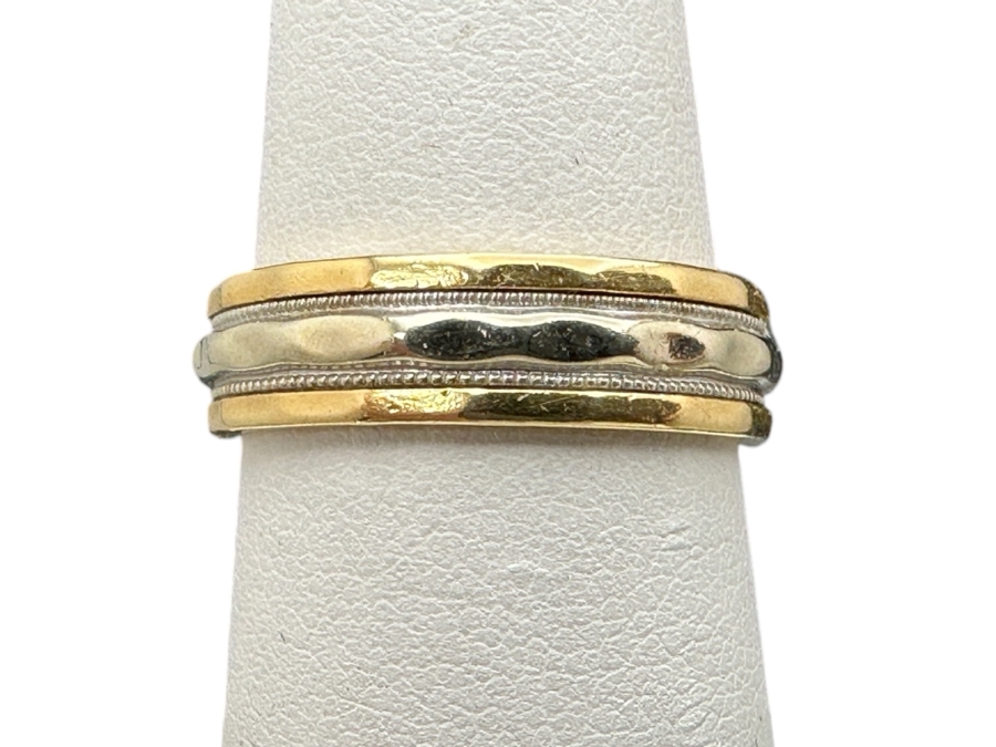 14K Gold Two-Tone Ring Size 7 4g Gold Melt Value $201 [Photo 2]
