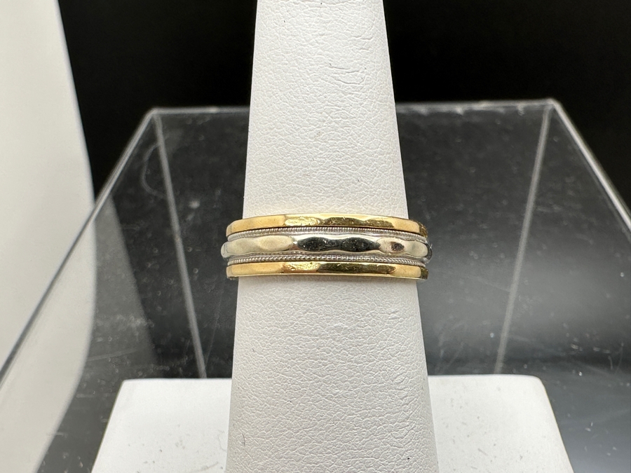 14K Gold Two-Tone Ring Size 7 4g Gold Melt Value $201 [Photo 7]