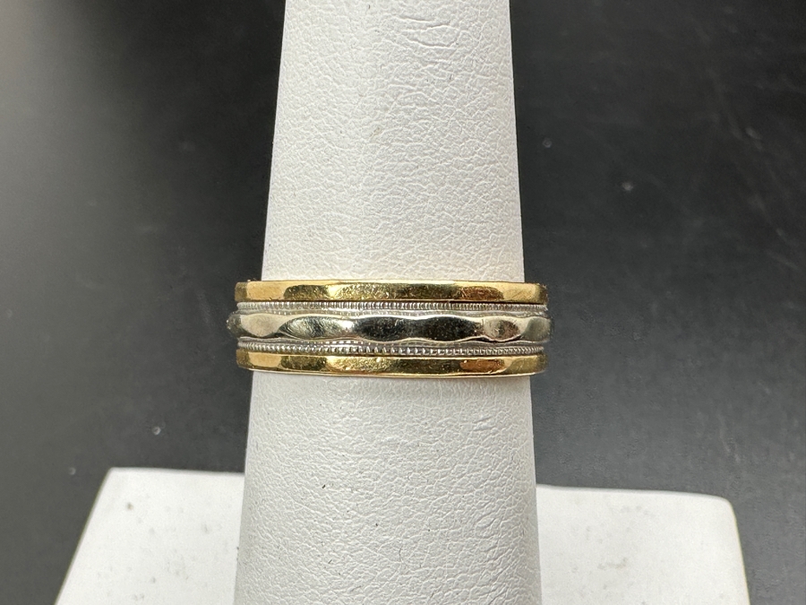 14K Gold Two-Tone Ring Size 7 4g Gold Melt Value $201 [Photo 5]