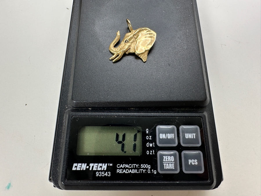 14K Gold Gayle Bright Signed Designer Elephant Pendant 1984 4.1g Gold Melt Value $206 [Photo 4]