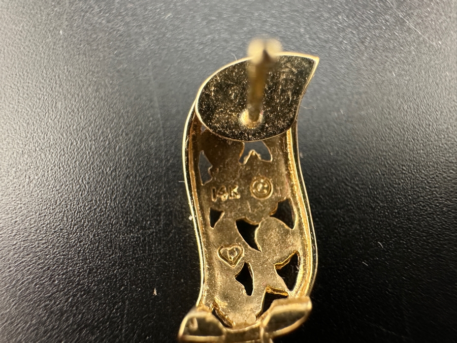 14K Gold Hibiscus Earrings 3.6g Gold Melt Value $181 [Photo 8]