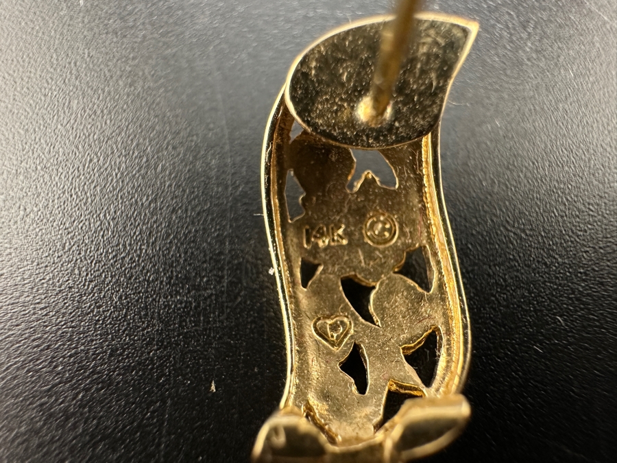 14K Gold Hibiscus Earrings 3.6g Gold Melt Value $181 [Photo 9]