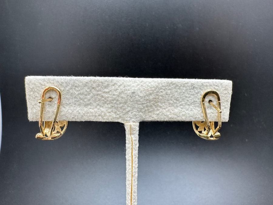 14K Gold Hibiscus Earrings 3.6g Gold Melt Value $181 [Photo 7]