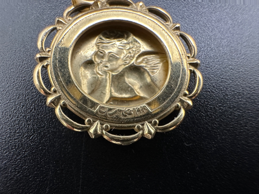 14K Gold Cherub Earrings With Matching 14K Gold Cherub Pendant 3.9g Gold Melt Value $196 [Photo 5]