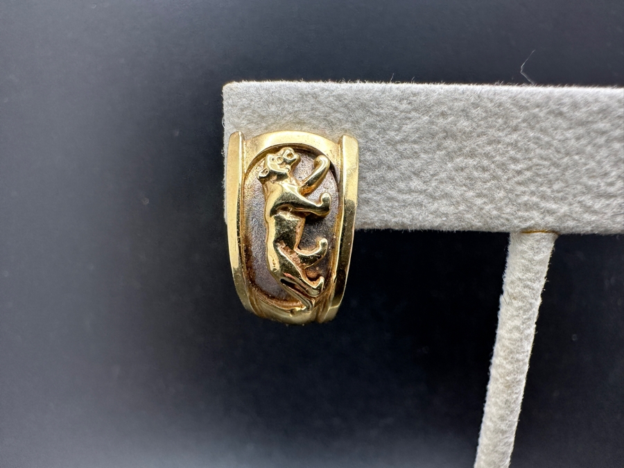 14K Gold Leopard Panther Earrings 11.2g Gold Melt Value $564 [Photo 2]