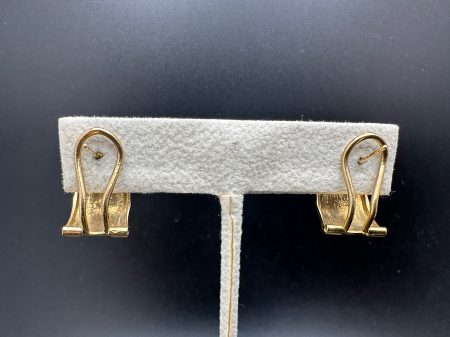 14K Gold Earrings Signed ORO With Bamboo Fish Motif 7.7g Gold Melt Value $388 [Photo 6]