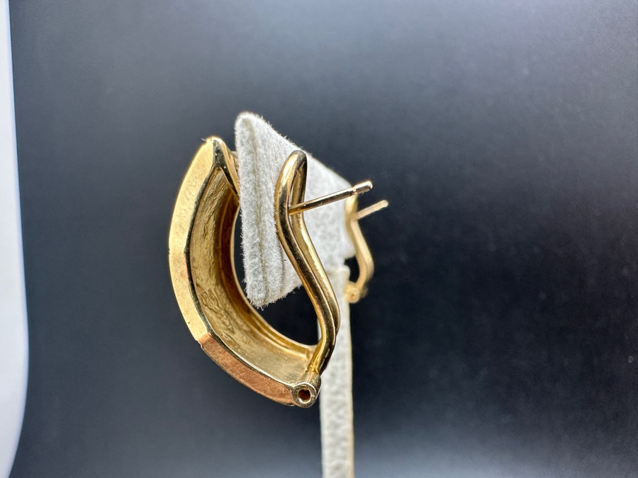 14K Gold Earrings Signed ORO With Bamboo Fish Motif 7.7g Gold Melt Value $388 [Photo 5]