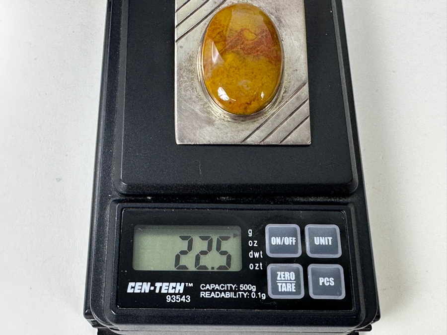 Sterling Silver / Cabochon Stone Brooch Pin 22.5g [Photo 6]