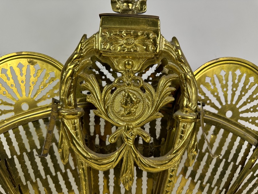 Vintage Brass Peacock Fireplace Screen 37W X 28H [Photo 3]