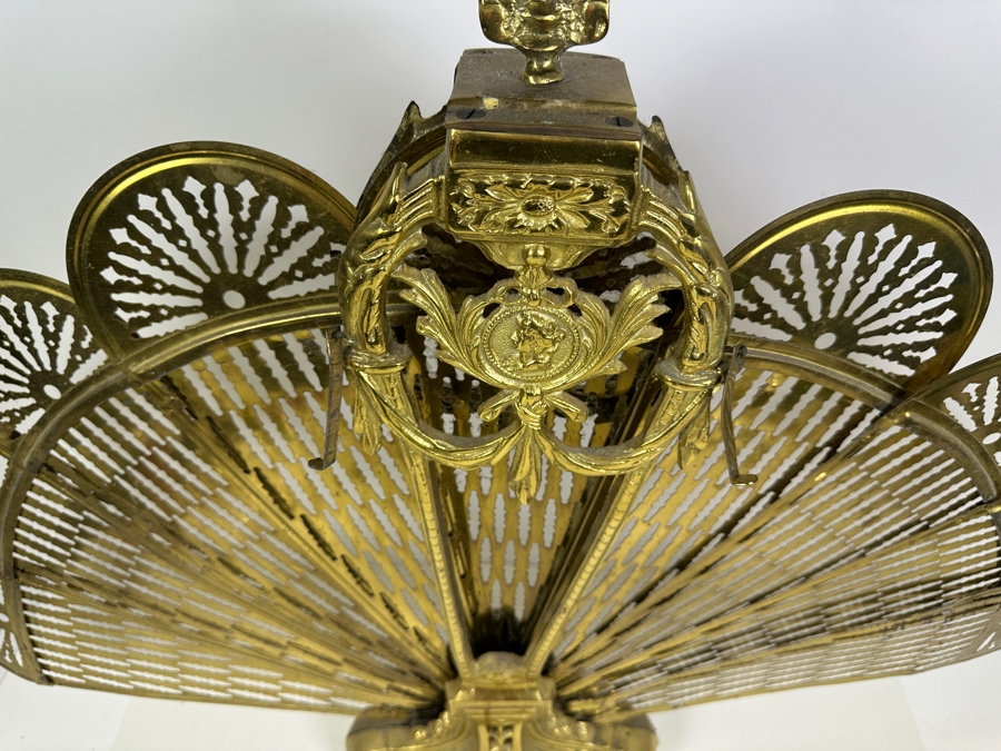 Vintage Brass Peacock Fireplace Screen 37W X 28H [Photo 5]