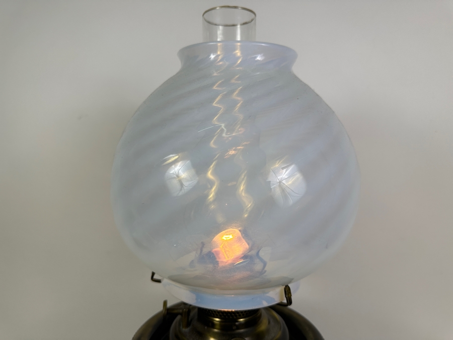 Vintage Table Lamp With Opaline Glass Lampshade 25.5H [Photo 2]