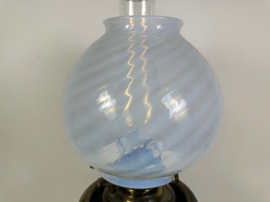 Vintage Table Lamp With Opaline Glass Lampshade 25.5H [Photo 4]