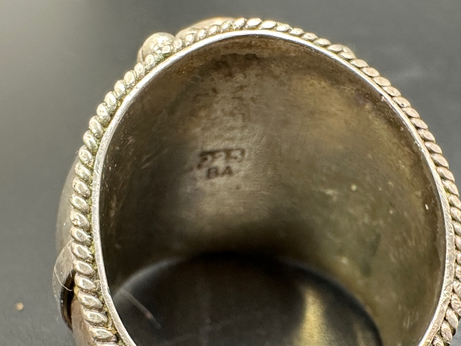 Vintage Signed Sterling Silver / Black Onyx Ring Size 9.5 12.8g [Photo 6]